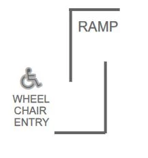 Wheelchair entry ramp displayed on a ThunderTix seating chart for accessibility. 